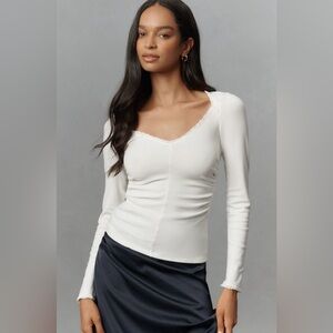 Anthropologie Lace V-Neck Top
in Cloud Ivory